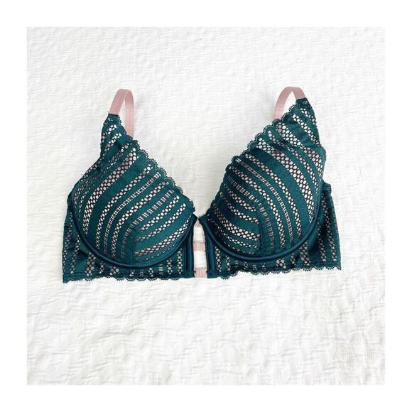 Buy 1 get 1 free 32c Victorias Secret green lace lined plunge - Picture 1 of 11